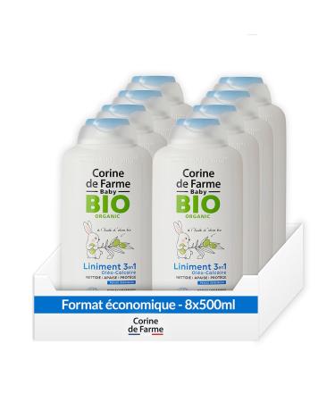 Corine de Farme - Eco Pack of 8 x 500 ml - 3 in 1 Oil-Limestone Liniment - Certified Organic ECOCERT COSMOS