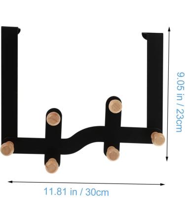 Anneome 6 Door Hook Coat Rack Hooks Outdoor Towel Rack Coat Mount Wooden Hooks Hang Clothes Metal 30X23CM Black - Buy Online on GoSupps.com