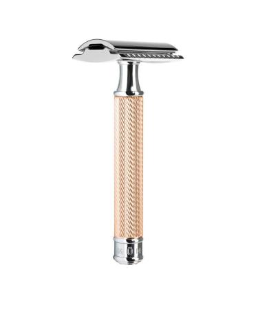 M hle Traditional traditional safety razor - razor plane with closed comb - handle made of rose gold metal red -golded
