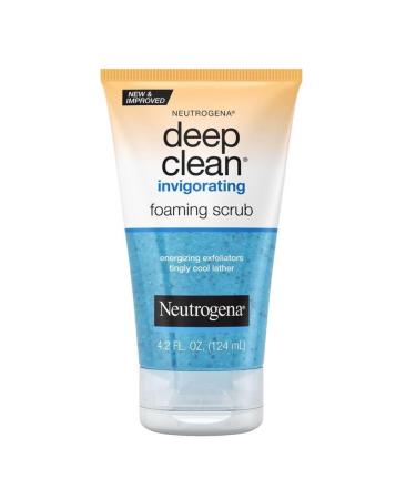 Neutrogena Deep Clean Invigorating Foaming Facial Scrub with Glycerin Cooling & Exfoliating Gel Face Wash to Remove Dirt Oil & Makeup 4.2 fl. oz