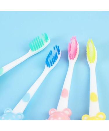 Cartoon Childrens Toothbrush 4pcs Cute Cleaning Teeth Brushing with Suction Cup Manual Short Handle Toothbrush for Kids - Buy Online on GoSupps.com