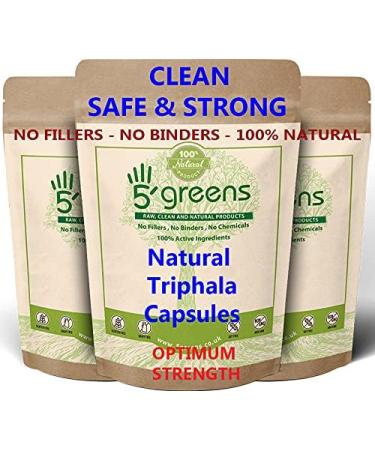Triphala Capsules 120 Caps Super Strong 10: 1 Extract - 10 Times Stronger & Effective Then RAW Powder | Body Tonic Ethical & Vegan Made in The UK 5greens - Buy Online on GoSupps.com