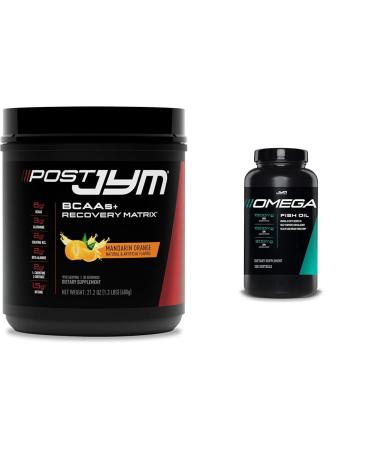 Post JYM Active Matrix Post-Workout Powder with BCAAs, Glutamine & Omega JYM Fish Oil Capsules with 1500mg DHA & EPA for Muscle Growth, Strength, Endurance & Recovery - 30 Servings & 120 Softgels