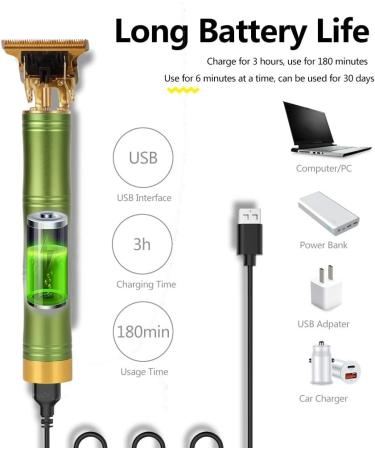 Hair Clippers for Men T9 Bamboo Style Electric Hair Clipper USB Rechargeable Hair Clipper Professional Men Razor Hair Trimmer for Men (Color : Green) - Buy Online on GoSupps.com