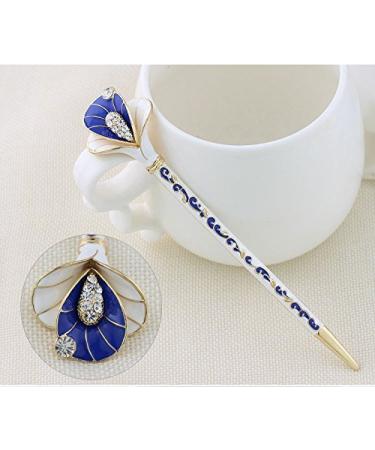 Chinese Traditional Classical Hair Pins Stick Crystal Antique Lotus Fork Hairpin hair Sticks hair Chopsticks wedding Hair Jewelry (#GOLD)