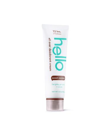 hello All Over Sweet Coconut Deodorant Cream Aluminum Free Deodorant Cream for Pits Privates + More Offers 72 Hours of Freshness Safe for Sensitive Skin Vegan 1 Pack 3 Oz Tube Sweet Coconut 3 Ounce (Pack of 1) - Buy Online on GoSupps.com