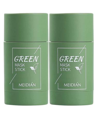 Green Tea Mask Stick 2 Pack Purifying Clay Stick Mask Green Tea Cleansing Mask for Face Moisturizes Oil Control Deep Clean Pores Green Mask Stick for Women or Men