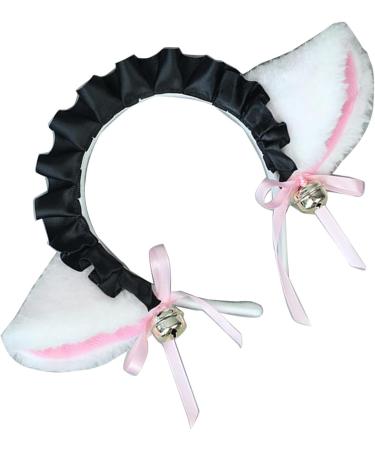 blispring Handmade Furry Ears Headband Plush Hairband Role Play AnimeCostume Headdress Female Teens Cosplay Headgear Accessories White and Black - Buy Online on GoSupps.com