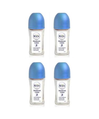 VEET Pack of 4 Anti-Perspiration Roll-On Cream Deodorants - 75ml