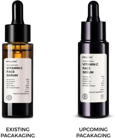 Bri'llare 10% Vitamin C Serum Bright & Glowing Skin with Probiotics & Aloe Vera Reduces Dull Skin Tone & Dark Spots 100% Natural Face Serum 30ml - Buy Online on GoSupps.com
