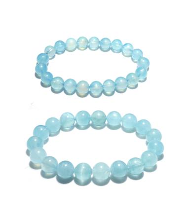Gracefulhat Feng Shui Gemstones Jewelry for Men | Spritual Root Chakra Crystal Gift | Bring Luck & Wealth | Relief Stress & Anxiety Aquamarine Bracelet Set