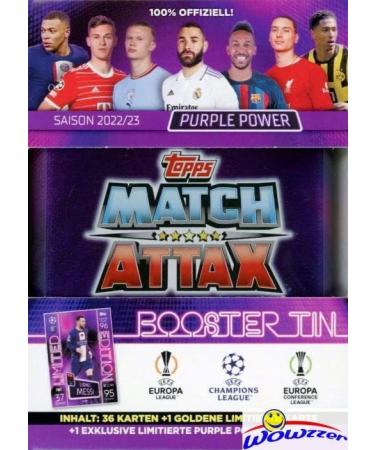 2022/23 Topps Match Attax Champions League Soccer Collector's Booster TIN - (2) Limited Edition Cards Inside! Featuring Haaland, Ronaldo, Messi, Mbappe, Pedri & More - 38 Cards Included! - Buy Online on GoSupps.com