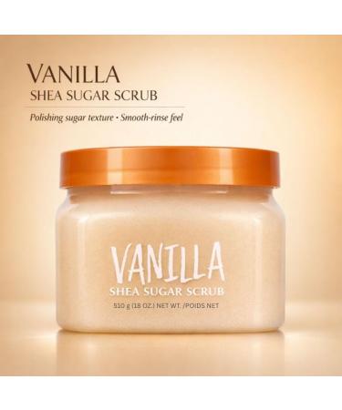 Exfoliating Body Scrub with Vanilla Scent Sugar Texture Body Cleanser for Daily Shower Use Smooth Application Large 18 oz Jar - Buy Online on GoSupps.com