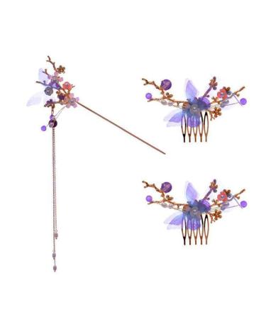eHooyau Rhinestone Pearl Flower Hair Stick Tassel Hair Fork Hair Clips Chignon Pin Chopsticks for Women Girls Gift