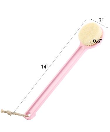 2Pcs 14in Back Scrubber Shower Brush for Body - Pink, Comfy Bristles, Wet/Dry Brushing - Buy Online on GoSupps.com