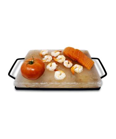 Himalite Himalayan Pink Salt Block & Metal Tray Set 12 x 8 x 1.5 for Cooking, Grilling, Cutting, and Serving with Himalayan Cooking Accessories
