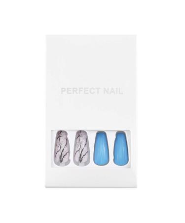 Sethexy Long Blue Ballerina False Nails - 24 Glossy Acrylic Art Tips for Women & Girls - Buy Online on GoSupps.com