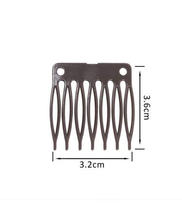 50pcs Hair Comb Slides - Dark Brown Plastic Wig Clips for Wig Cap & 7 Teeth Hair Combs | International Shipping Available - Buy Online on GoSupps.com