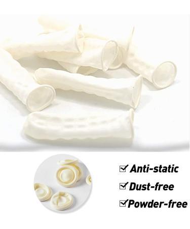 Syrisora Disposable Latex Finger Caps - 300 Pieces Slip-Proof Antistatic Milk White Finger Covers for Safe Contact - Buy Online on GoSupps.com