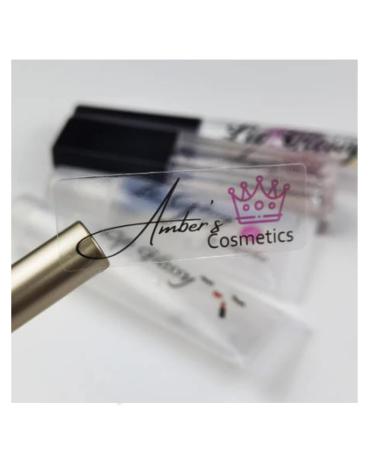 HHWY 100PCS Clear Lip Gloss Labels Personalized Custom Logo Eyelash Stickers for Lip Stick DIY Personalized Transparent Chapstick Labels Lip Balm (1.5x6cm)