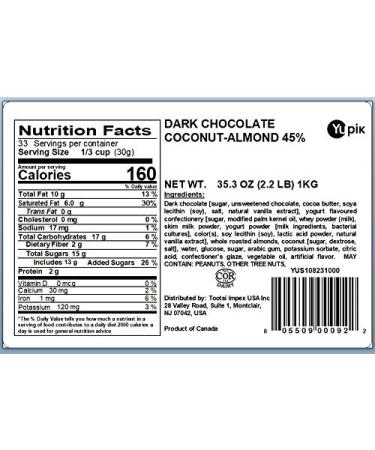 Yupik Dark Chocolate Coconut Almonds - 2.2 lb | Premium Quality Snack Mix - Buy Online on GoSupps.com