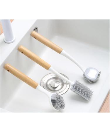 Facesunny Dish Brush Dish Scrubber Pan Brush with Bamboo Handle Dishwashing and Cleaning Double Pan Brush and Cup Brush - Buy Online on GoSupps.com