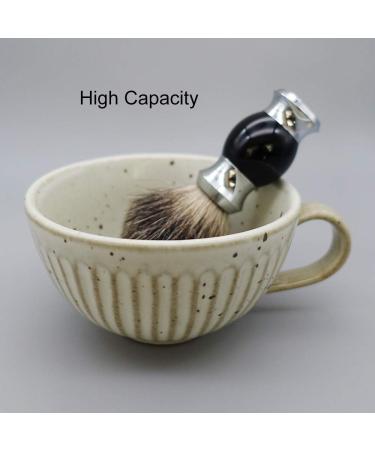 Bicrops Ceramic Retro Shaving Bowl - Wide Mouth Large Capacity Shaving Mug for Easy Lathering (Off-white) - Buy Online on GoSupps.com