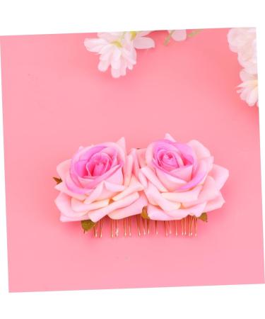 Housoutil 1pc Rose Hair Accessories Flower Girl Hair Accessories for Wedding Bridal Hair Accessories Macrame Garland Red Rose Flower Hair Comb Metal Trim Fork Comb Pink Bride Roses - Buy Online on GoSupps.com