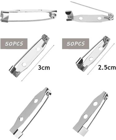 100 Pcs Silver Bar Pins Brooch Clasp Pin Backs for Name Tags & Jewelry Making - Mother's Day Gift (25MM/30MM) - Buy Online on GoSupps.com