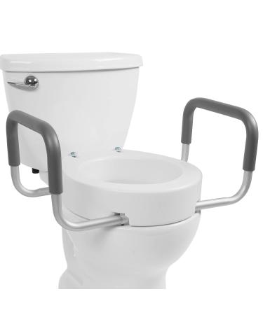 Vive Raised Toilet Seat Riser with Handles - Grab Bar Seat for Seniors (Easy Clean) - Options for Elongated & Standard Bowls - Elderly Handicap Medical Hip Replacement Surgery Lift - Buy Online on GoSupps.com