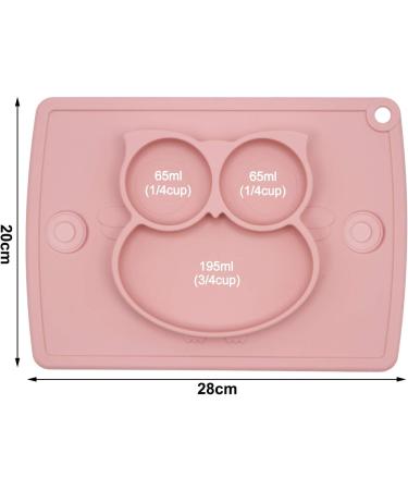Qshare Toddler Plate | Portable BPA-Free Silicone Suction Plate for Kids | Dishwasher & Microwave Safe | 11x8x1 inch | Cream Pink - Buy Online on GoSupps.com