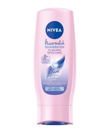 Nivea hair milk regeneration pH balance flushing (200 ml) conditioner with almond milk and shine serum intensive nourishing rinsing for normal to dry hair 200 ml (1 Pack)