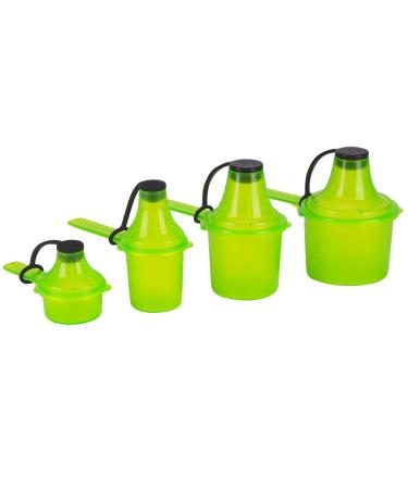 The Scoopie Supplement Container, Scoop, and Funnel System for Pre Workout Powder and Post Workout Protein, Spill Proof Holder Dispenser, Gym and Shaker Bottle Travel Accessory, PACK OF 4, GREEN