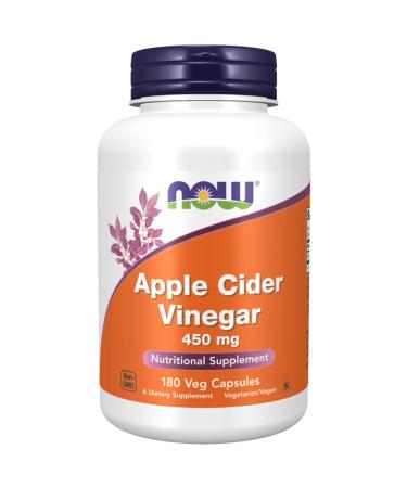 Now Foods Apple Cider Vinegar 450mg 180 Capsules Lab Tested Gluten Free Soy Free Vegetarian