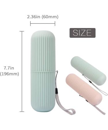 Travel Toothbrush Case 2 Pack - Portable Wash Cup Holder for Business Trips - Green/Pink Organizer - Buy Online on GoSupps.com