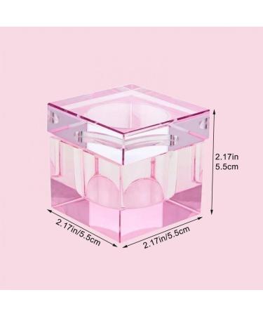 Nail Dappen Dish Crystal Glass Manicure Nail Cup Nail Liquid Cup with Lid for Acrylic Nails Pink - Buy Online on GoSupps.com