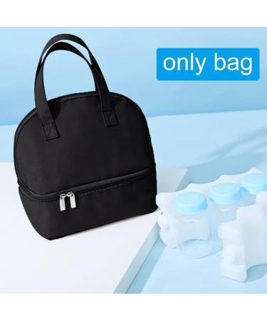 MOVKZACV Double Layer Insulated Baby Bottle Bag - Multi-Function Breastmilk Cooler Bag | Fits 3 Bottles | Suitable for Breast Milk and Bottle Set | Black - Buy Online on GoSupps.com