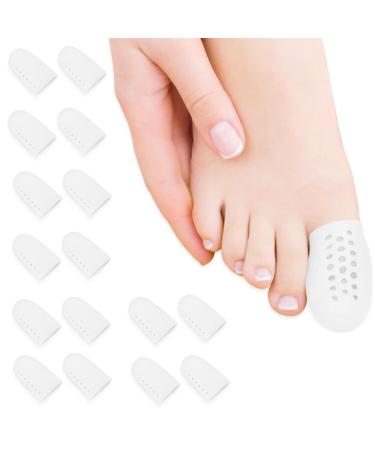 Gel toe caps Large toe 16 pieces of breathable toe protection new material silicone toe protection for bubbles chicken eyes ingrown toenails pain relief through friction and more 16 pieces white