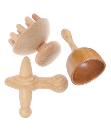 Fomiyes 1 set household cupboards beech wood massage device Schaubebrett wood massage cup mushroom head massage device massage set massage cup for trips neck massage device lymph massage tab
