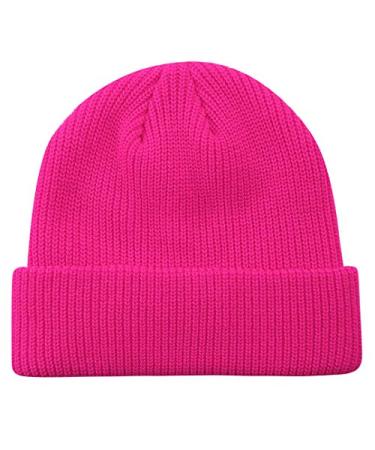 MaxNova Slouchy Beanie Hats Winter Knitted Caps Soft Warm Ski Hat Unisex Neon Hot Pink