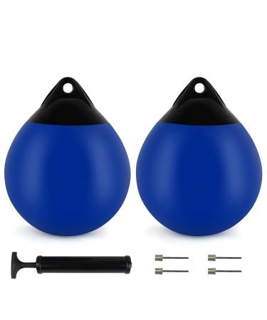 VEITHI 1 Pair Boat Buoy Ball,Fender Ball Round Anchor Buoy for Small Boat/Yacht,Can Also Be Used Swim Rafts/Kids Swing Ball, Vinyl Inflatable Mooring Buoy with Needles and Pump (2 Sizes,Choose Color) Blue 11.4x14inch