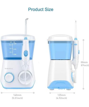 Buy Turewell Mouth Shower - Electric Interdental Cleaner with 10 Pressure Levels & 8 Nozzles | IPX7 Waterproof Oral Irrigator | 600ml | Fast International Shipping - Buy Online on GoSupps.com