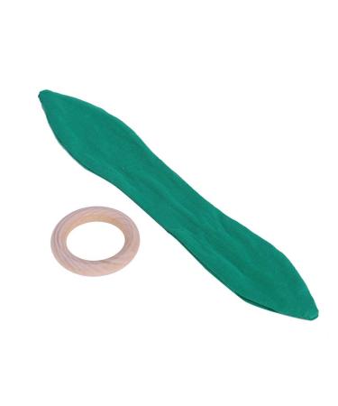 Infant wood bite ring delightful bunny ears Safe natural strengthening tooth training sensory toys for baby gift (green)
