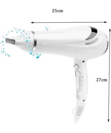 2200W Professional Hairdryer Hair Dryer Salon Hairdryer Ionic Blow Dryer Powerful Fast Drying 3 Heat 2 Speed 1 Cold Wind Button 2 Nozzles and 1 Diffuser Constant Temperature Less Hair Damage - Buy Online on GoSupps.com