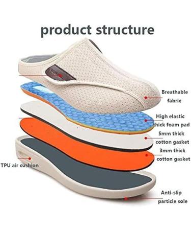 QDCZDQ Women's Diabetic Air Cushion Walking Shoes - Lightweight Adjustable Elderly Sneakers for Swollen Feet - Gris, Size 7 US - Buy Online on GoSupps.com