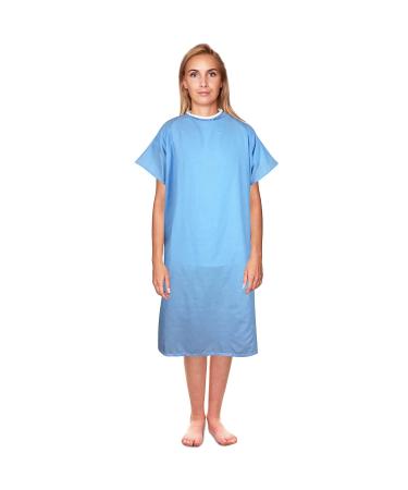 DMI Convalescent Hospital Gown with Back Tape Ties Machine Washable Adult Blue