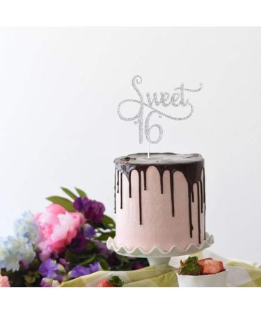 Tenhaisi Sliver Glittery Sweet 16 Cake Topper Happy 16 Birthday Party Supplies Sweet 16 Wedding Anniversary Party Decorations Cheers to 16 Party Supplies - Buy Online on GoSupps.com