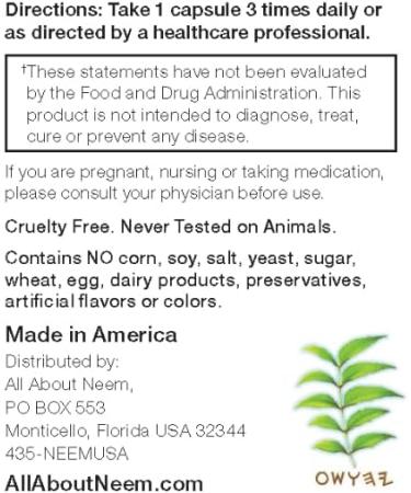 Neem Bark Capsules 400 mg Organic Fresh Ground Neem Bark Powder Grown in America 120 Count & Made in USA Vegan - Buy Online on GoSupps.com