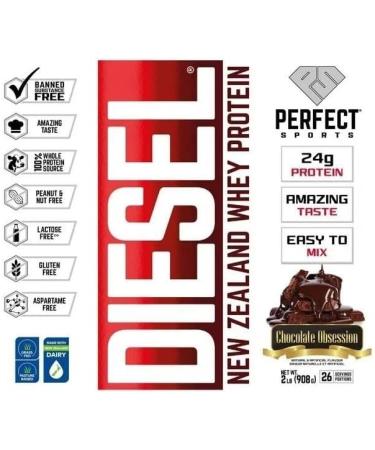 PERFECT Sports Diesel Whey Protein Powder | New Zealand Grass-Fed & Pasture Raised - 2 LB (Chocolate Obsession) - Buy Online on GoSupps.com