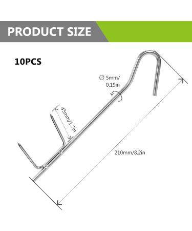 Vegena 10-Piece Stainless Steel Incense Hooks Set - Ideal for Trout Fishing & Smoking | Durable Fish Hooks for Grilling - Buy Online on GoSupps.com